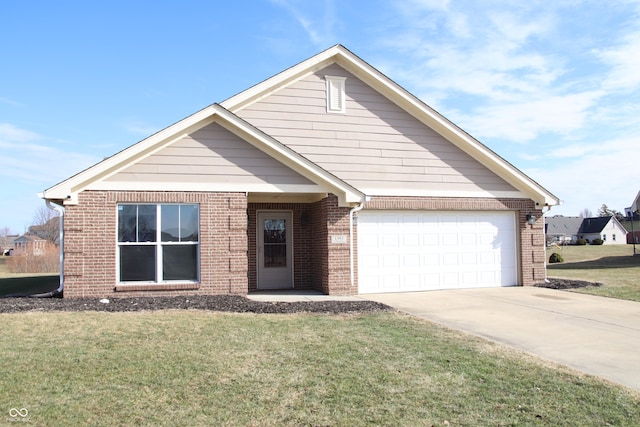 view of front facade with a garage and a front lawn