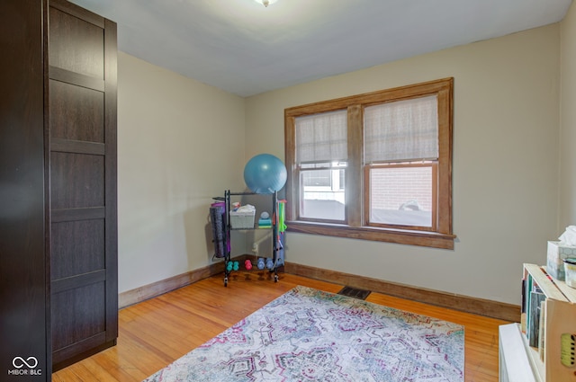 interior space with light hardwood / wood-style floors