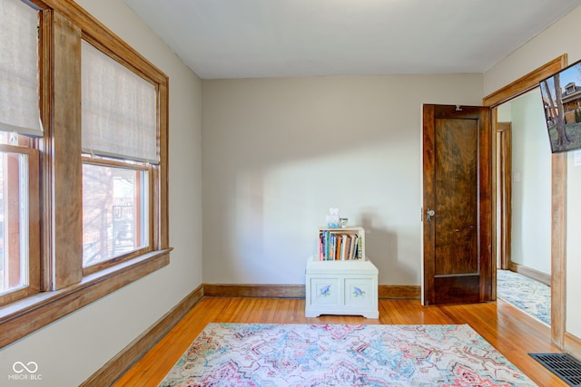 interior space with light hardwood / wood-style flooring