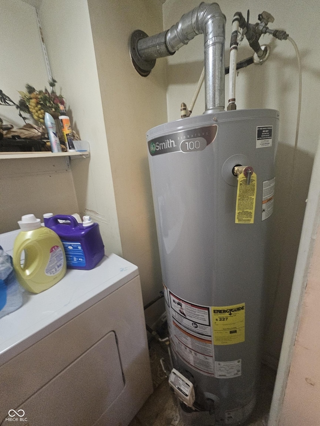 utility room featuring washer / clothes dryer and gas water heater