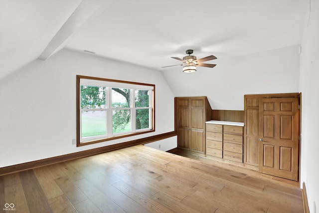 800 N 400 W, Bargersville, IN 46106 - additional living space featuring vaulted ceiling, a ceiling fan, and light wood finished floors