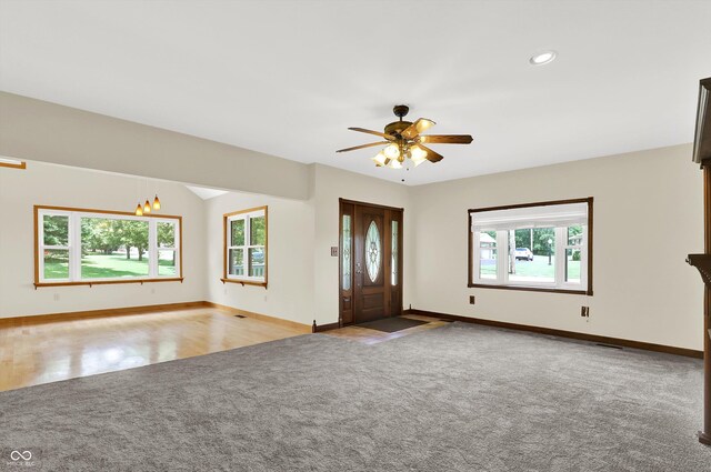 800 N 400 W, Bargersville, IN 46106 - foyer entrance with carpet, a ceiling fan, and recessed lighting