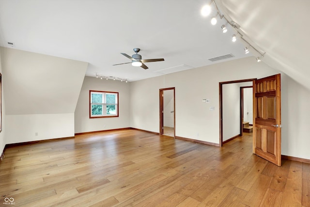 800 N 400 W, Bargersville, IN 46106 - additional living space featuring ceiling fan, attic access, light wood-type flooring, and lofted ceiling