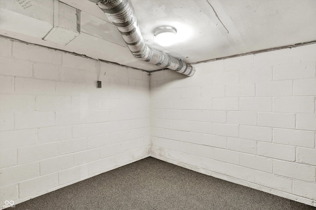 800 N 400 W, Bargersville, IN 46106 - unfinished basement with dark colored carpet and concrete block wall