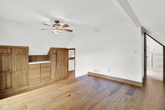 800 N 400 W, Bargersville, IN 46106 - additional living space with vaulted ceiling, a ceiling fan, and light wood finished floors