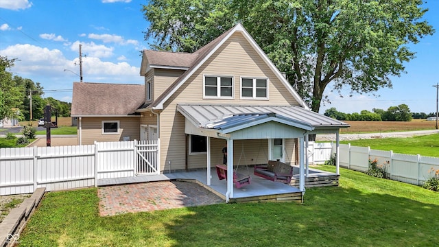 800 N 400 W, Bargersville, IN 46106 - back of house featuring a gate, a patio, a fenced backyard, and a metal roof
