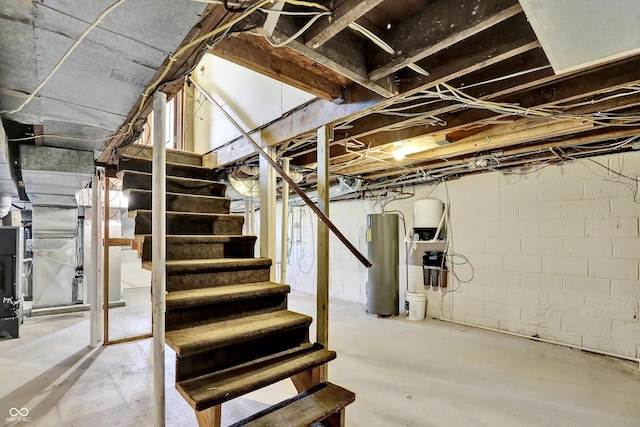 800 N 400 W, Bargersville, IN 46106 - unfinished below grade area with water heater and stairs