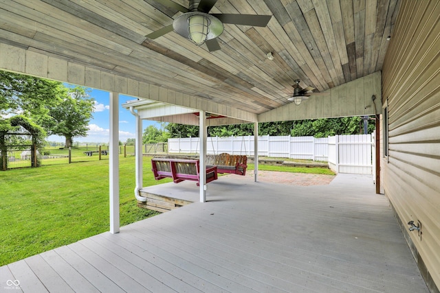 800 N 400 W, Bargersville, IN 46106 - wooden deck with ceiling fan and a fenced backyard