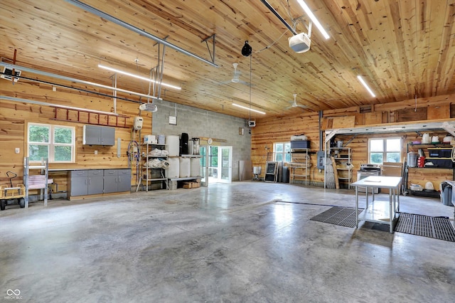 800 N 400 W, Bargersville, IN 46106 - garage featuring a garage door opener and wood walls