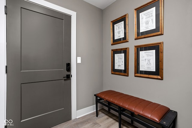 doorway to outside with light hardwood / wood-style flooring