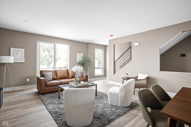 living room featuring light hardwood / wood-style flooring