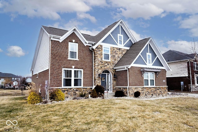 view of front of home with a front yard