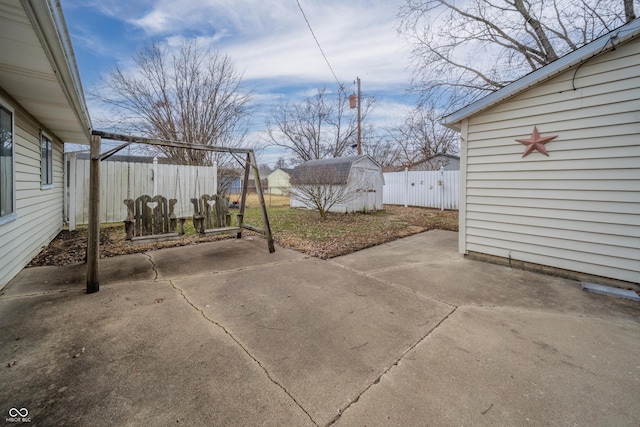 view of patio / terrace with a storage unit