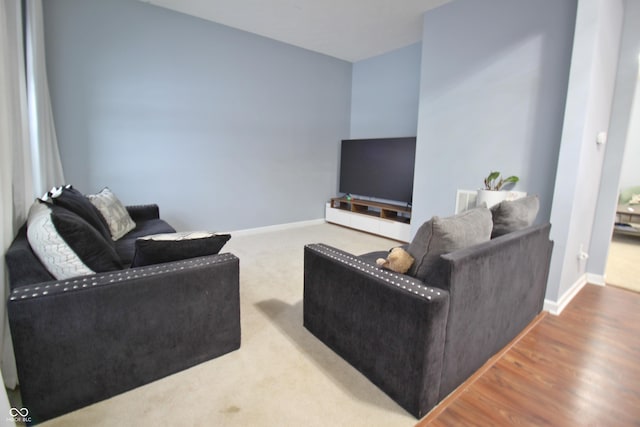 living room with hardwood / wood-style flooring