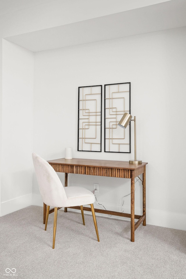 view of carpeted home office