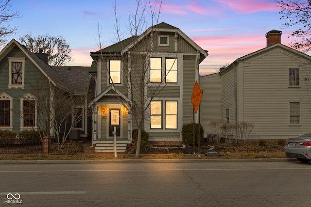 view of front of home with central AC