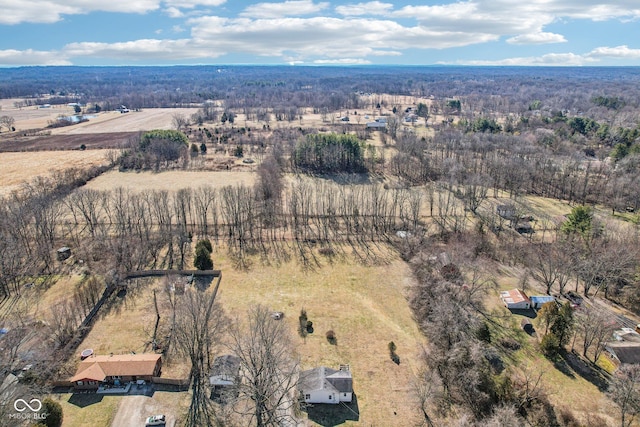 bird's eye view with a rural view