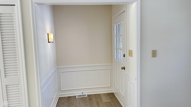 interior space with light hardwood / wood-style flooring