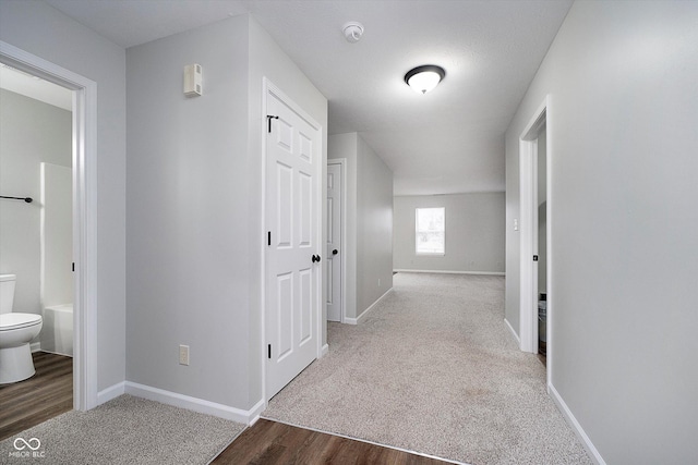 hall with light hardwood / wood-style floors