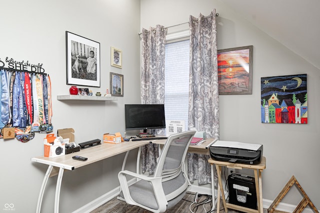 office space featuring hardwood / wood-style flooring and plenty of natural light