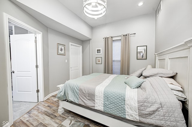 bedroom featuring light hardwood / wood-style floors