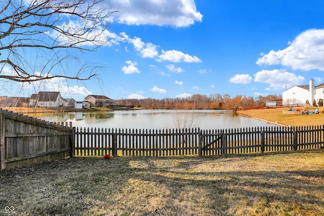 view of yard with a water view