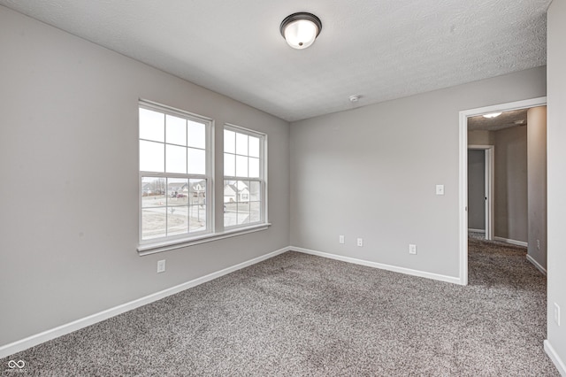 spare room featuring carpet and a textured ceiling