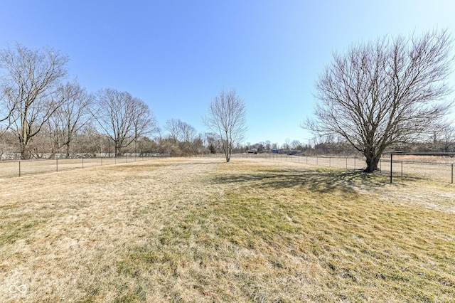 view of yard with a rural view and fence