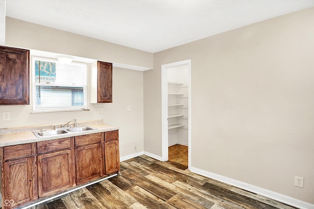 kitchen with sink and dark wood-type flooring