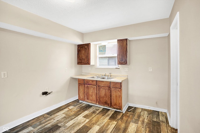 kitchen with sink and dark hardwood / wood-style floors