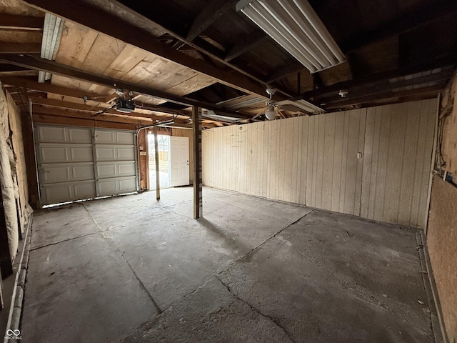 garage with a garage door opener