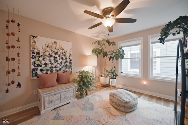 living area featuring hardwood / wood-style flooring