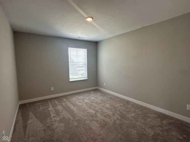 unfurnished room featuring carpet and a textured ceiling