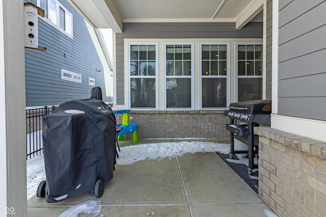 view of patio with area for grilling