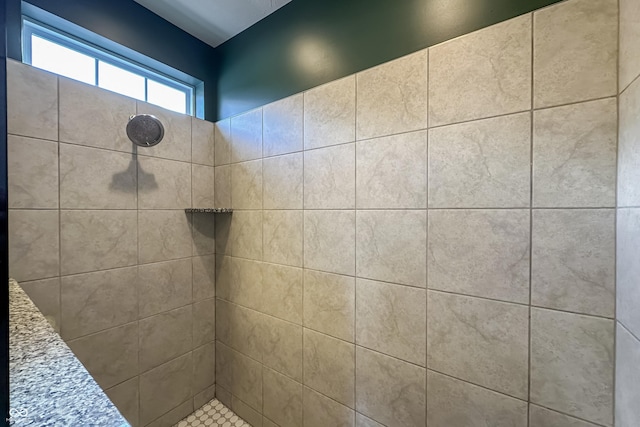 bathroom featuring a tile shower