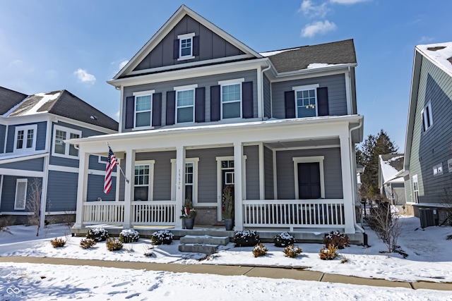 view of front of home with board and batten siding and a porch