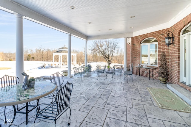 view of patio featuring a gazebo