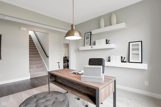 office featuring wood-type flooring