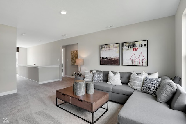 living room featuring carpet flooring