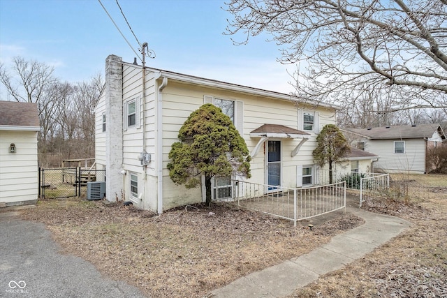 view of front of house featuring central AC unit