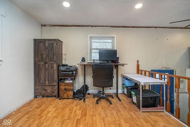 office area featuring light hardwood / wood-style flooring