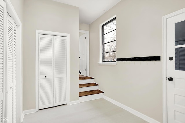 interior space with light hardwood / wood-style floors