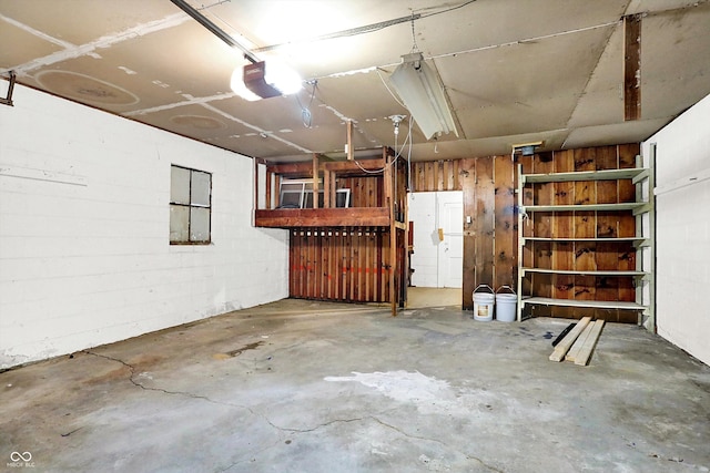 garage with a garage door opener