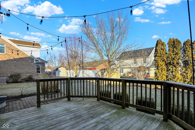 wooden deck with cooling unit