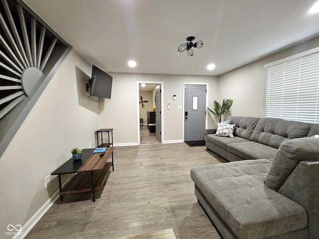 living room featuring hardwood / wood-style flooring