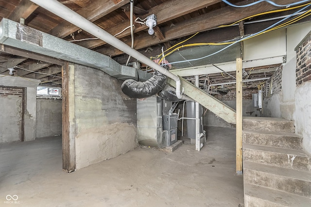 basement with heating unit