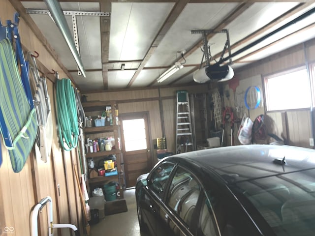 garage with a garage door opener