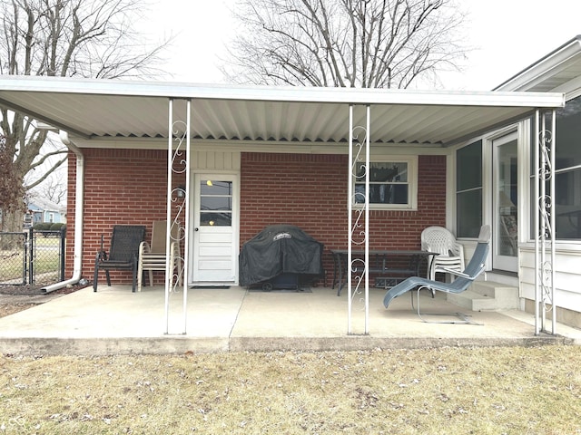 view of patio / terrace featuring a grill