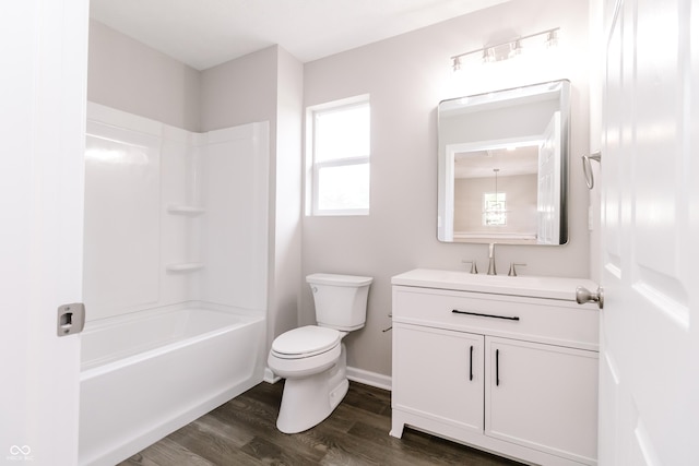 1305 W 23rd St, Indianapolis, IN 46208 - full bath with vanity, toilet, wood finished floors,  shower combination, and baseboards