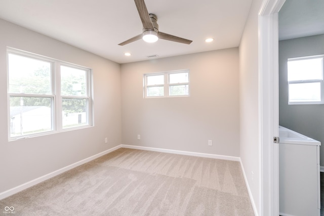 1305 W 23rd St, Indianapolis, IN 46208 - unfurnished room featuring light carpet, a ceiling fan, recessed lighting, and baseboards
